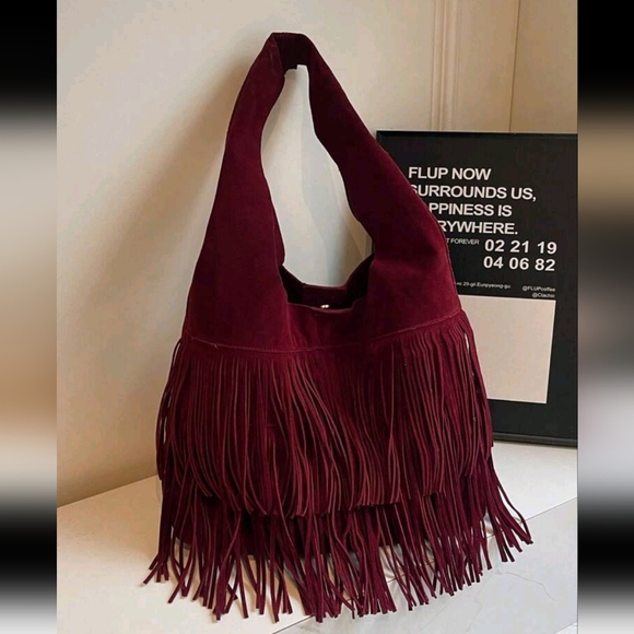 2024 Autumn Women Solid Color Fringe Large Capacity Shoulder Bag - Picture 1 of 5